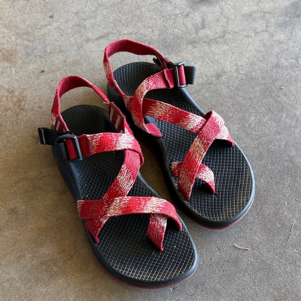 Chaco Red and Black Sandals